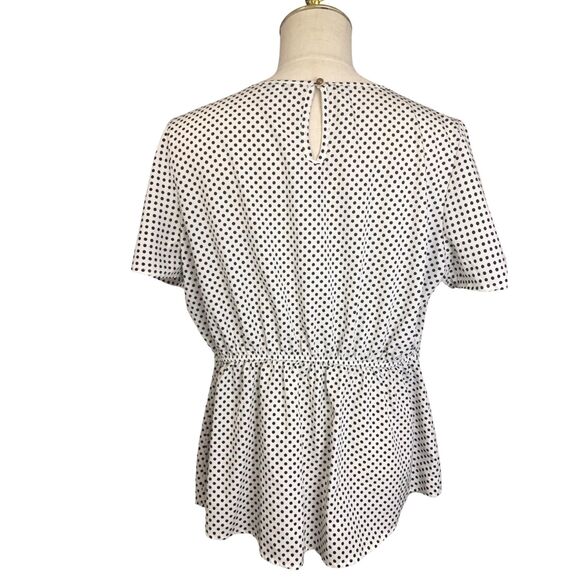 Blouse Short Sleeve Polka Dot Key Hole  1X - Picture 2 of 6
